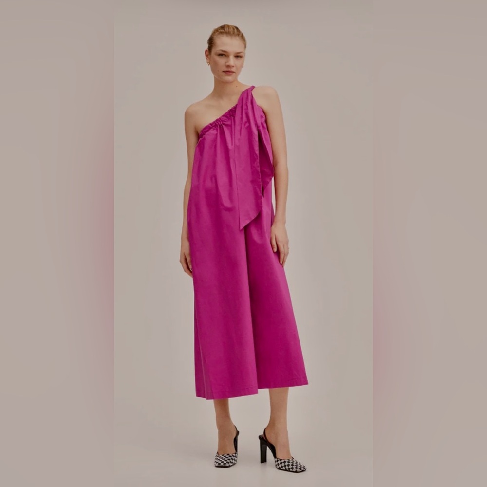 Mango Fuchsia One-Shoulder dress X- Large